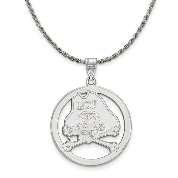 Sterling Silver East Carolina U Large Circle Pendant...